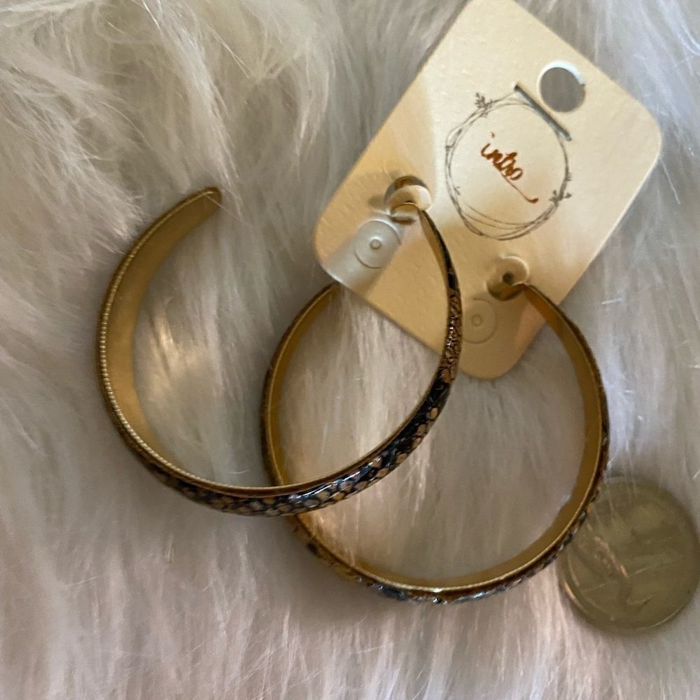 Large Python Snake Colored Hoop Earrings NWT